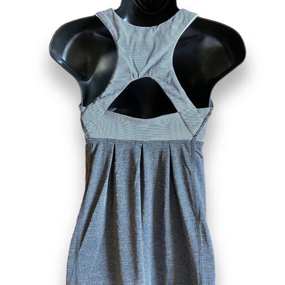 Lululemon Run Your Heart Out Tank Racerback Heathered Black White Microstripe 8 - Picture 5 of 14